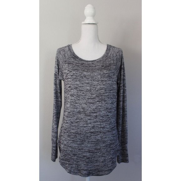ATHLETA Pose Tunic Top Thumbholes Charcoal Gray Curved Hem, Size S Small - Picture 2 of 7